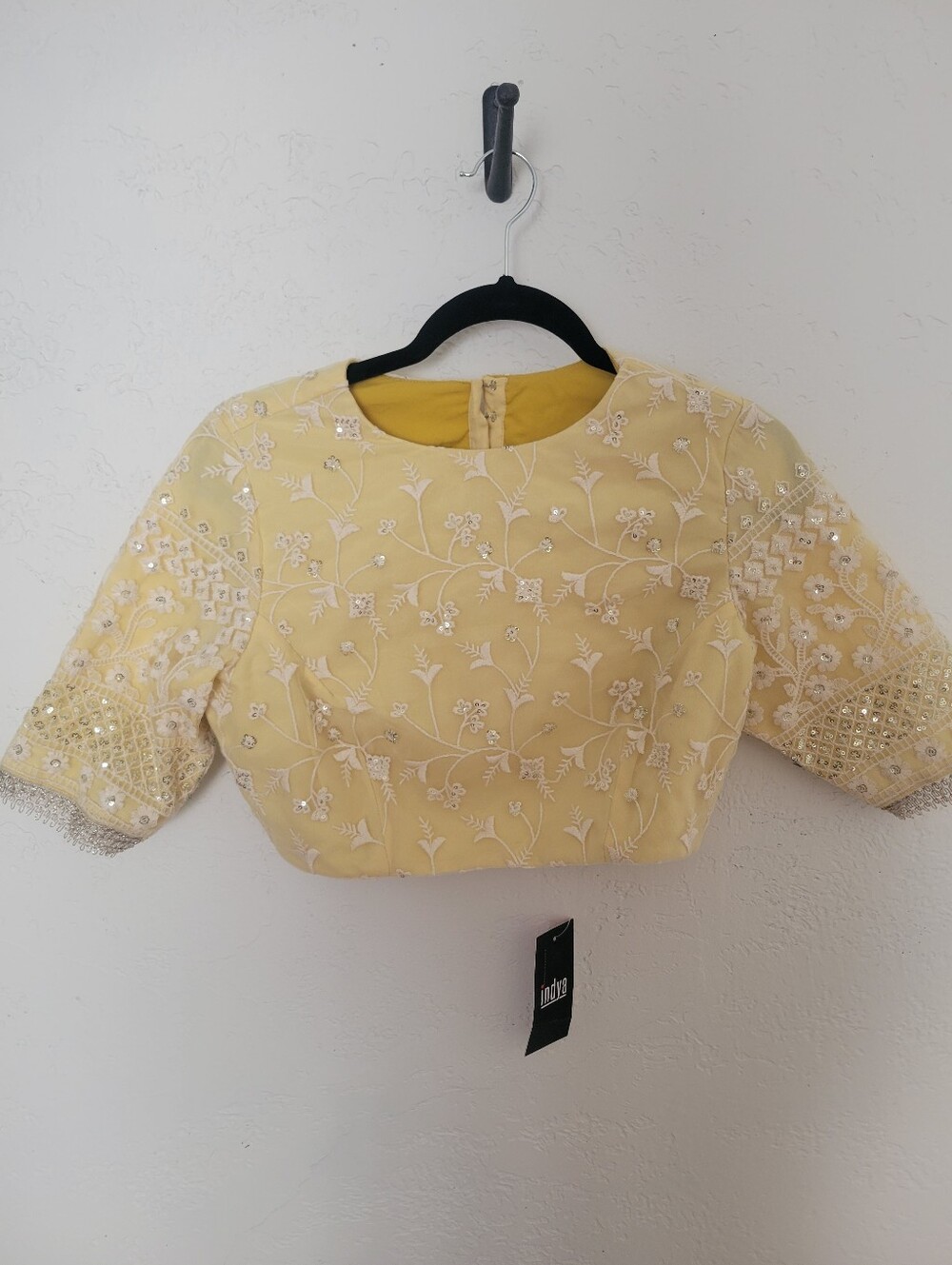 NWT House Of Indya Luxe Butter Yellow Sequin Embroidered Saree/Lehenga Blouse